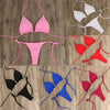 2pcs Bikini Set Padded Bra Women Push-Up Solid Swimwear Bandage Bathing Suit Swimsuit Swimming Suit Knotted String Triangle Bikini Tie Side High Cut Cheeky Bikini Set by Stevvex