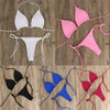 2pcs Bikini Set Padded Bra Women Push-Up Solid Swimwear Bandage Bathing Suit Swimsuit Swimming Suit Knotted String Triangle Bikini Tie Side High Cut Cheeky Bikini Set by Stevvex