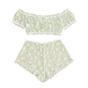 2PCS/Set Off Shoulder Lace Up Bikinis Women Sweet Women's Bathing Suit Two Piece Strap Swimsuit Swimwear Bikini Beachwear Set Casual Short Sleeve Suits Swimsuits Beachwear Bathing Suits by Stevvex