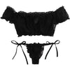 2PCS/Set Off Shoulder Lace Up Bikinis Women Sweet Women's Bathing Suit Two Piece Strap Swimsuit Swimwear Bikini Beachwear Set Casual Short Sleeve Suits Swimsuits Beachwear Bathing Suits by Stevvex