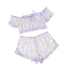 2PCS/Set Off Shoulder Lace Up Bikinis Women Sweet Women's Bathing Suit Two Piece Strap Swimsuit Swimwear Bikini Beachwear Set Casual Short Sleeve Suits Swimsuits Beachwear Bathing Suits by Stevvex