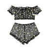 2PCS/Set Off Shoulder Lace Up Bikinis Women Sweet Women's Bathing Suit Two Piece Strap Swimsuit Swimwear Bikini Beachwear Set Casual Short Sleeve Suits Swimsuits Beachwear Bathing Suits by Stevvex