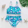 3-16Y Cartoon Two-piece Girls Swimwear Ruffle Swimsuit Bikini Set One Shoulder Beachwear Princess Two Piece Bathing Suit Children Swimwear Girls Swimsuit Bikini Set by Stevvex