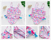 3-16Y Cartoon Two-piece Girls Swimwear Ruffle Swimsuit Bikini Set One Shoulder Beachwear Princess Two Piece Bathing Suit Children Swimwear Girls Swimsuit Bikini Set by Stevvex