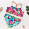 3-16Y Cartoon Two-piece Girls Swimwear Ruffle Swimsuit Bikini Set One Shoulder Beachwear Princess Two Piece Bathing Suit Children Swimwear Girls Swimsuit Bikini Set by Stevvex