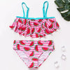 3-16Y Cartoon Two-piece Girls Swimwear Ruffle Swimsuit Bikini Set One Shoulder Beachwear Princess Two Piece Bathing Suit Children Swimwear Girls Swimsuit Bikini Set by Stevvex