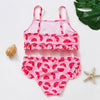 3-16Y Cartoon Two-piece Girls Swimwear Ruffle Swimsuit Bikini Set One Shoulder Beachwear Princess Two Piece Bathing Suit Children Swimwear Girls Swimsuit Bikini Set by Stevvex