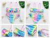 3-16Y Cartoon Two-piece Girls Swimwear Ruffle Swimsuit Bikini Set One Shoulder Beachwear Princess Two Piece Bathing Suit Children Swimwear Girls Swimsuit Bikini Set by Stevvex