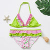 3-16Y Cartoon Two-piece Girls Swimwear Ruffle Swimsuit Bikini Set One Shoulder Beachwear Princess Two Piece Bathing Suit Children Swimwear Girls Swimsuit Bikini Set by Stevvex