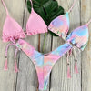3 Piece Beautiful Pink Bikini Women Beach Outdoor Swimwear Floral Print Bikini Set Bikinis Swimsuit Women's Basic Push Up Bikini Set Textured Straps Wire Free Summer Bathing Suit by Stevvex