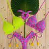 3 Piece Beautiful Pink Bikini Women Beach Outdoor Swimwear Floral Print Bikini Set Bikinis Swimsuit Women's Basic Push Up Bikini Set Textured Straps Wire Free Summer Bathing Suit by Stevvex