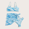 3 Piece Women Bikini Modern Swimsuit Women High Cut Suit Halter Swimwear Women's Bikini Swimsuits With Wrap Skirt Lace Up Pieces Strings High Cut Bikini Set Bathing Suits Female Triangle Backless Bathing Suit by Stevvex