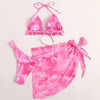 3 Piece Women Bikini Modern Swimsuit Women High Cut Suit Halter Swimwear Women's Bikini Swimsuits With Wrap Skirt Lace Up Pieces Strings High Cut Bikini Set Bathing Suits Female Triangle Backless Bathing Suit by Stevvex