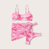 3 Piece Women Bikini Modern Swimsuit Women High Cut Suit Halter Swimwear Women's Bikini Swimsuits With Wrap Skirt Lace Up Pieces Strings High Cut Bikini Set Bathing Suits Female Triangle Backless Bathing Suit by Stevvex