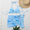 3 Piece Women Bikini Modern Swimsuit Women High Cut Suit Halter Swimwear Women's Bikini Swimsuits With Wrap Skirt Lace Up Pieces Strings High Cut Bikini Set Bathing Suits Female Triangle Backless Bathing Suit by Stevvex