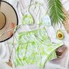 3 Piece Women Bikini Modern Swimsuit Women High Cut Suit Halter Swimwear Women's Bikini Swimsuits With Wrap Skirt Lace Up Pieces Strings High Cut Bikini Set Bathing Suits Female Triangle Backless Bathing Suit by Stevvex