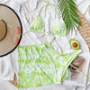3 Piece Women Bikini Modern Swimsuit Women High Cut Suit Halter Swimwear Women's Bikini Swimsuits With Wrap Skirt Lace Up Pieces Strings High Cut Bikini Set Bathing Suits Female Triangle Backless Bathing Suit by Stevvex