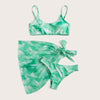 3 Piece Women Bikini Modern Swimsuit Women High Cut Suit Halter Swimwear Women's Bikini Swimsuits With Wrap Skirt Lace Up Pieces Strings High Cut Bikini Set Bathing Suits Female Triangle Backless Bathing Suit by Stevvex