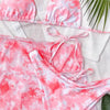 3 Piece Women Bikini Modern Swimsuit Women High Cut Suit Halter Swimwear Women's Bikini Swimsuits With Wrap Skirt Lace Up Pieces Strings High Cut Bikini Set Bathing Suits Female Triangle Backless Bathing Suit by Stevvex