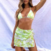 3 Piece Women Bikini Modern Swimsuit Women High Cut Suit Halter Swimwear Women's Bikini Swimsuits With Wrap Skirt Lace Up Pieces Strings High Cut Bikini Set Bathing Suits Female Triangle Backless Bathing Suit by Stevvex