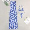 3 Pieces Set High Neck Swimwear Female Swimsuit Cover-Ups For Women Skirts Bikini Halter Triangle Bathing Suit Maxi Dress Bikini Cover Up by Stevvex