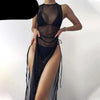 3 Pieces Set High Neck Swimwear Female Swimsuit Cover-Ups For Women Skirts Bikini Halter Triangle Bathing Suit Maxi Dress Bikini Cover Up by Stevvex
