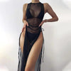 3 Pieces Set High Neck Swimwear Female Swimsuit Cover-Ups For Women Skirts Bikini Halter Triangle Bathing Suit Maxi Dress Bikini Cover Up by Stevvex