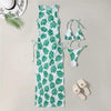 3 Pieces Set High Neck Swimwear Female Swimsuit Cover-Ups For Women Skirts Bikini Halter Triangle Bathing Suit Maxi Dress Bikini Cover Up by Stevvex