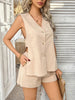 Devine Button Down V-Neck Tank and Shorts Set