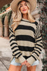 Black Stripe Drop Shoulder Sleeve Patchwork Baggy Sweater by Wild and Free Boutique