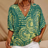 Mandala Print V-Neck Blouse – Casual Vacation Top by FitiqueFit