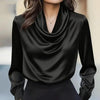 Women's Elegant Draped Neck Blouse by FitiqueFit