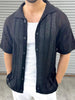 Men's Button Down Collared Neck Hollow Out Shirt