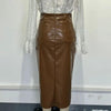Women’s Faux Leather High-Waisted Bodycon Midi Skirt by FitiqueFit