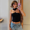 Women's Solid Color Slim Fit Crop Top With Halter Neck by My Store