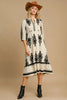 Vintage Cream Printed Midi Dress Timeless & Elegant Dress For Women Classic Design Dress by Stevvex