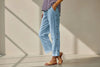 Cropped Pants With Decorative Buttons Along the Side Seams by FitiqueFit
