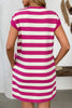 Simple Contrast Striped Round Neck Short Sleeve Mini Dress Casual & Comfortable Everyday Dress for Women by Stevvex