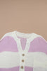 Striped Half Button Ribbed Sweater