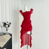 White Flying Sleeve Sling Trailing Atmosphere Dress
