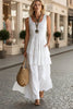 Women's Cotton Linen Sleeveless Loose Maxi Dress by FitiqueFit