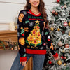 Loose Casual Women’s Christmas Tree Contrast-Color Jacquard Sweater by FitiqueFit