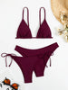 Essential Edge 3-Piece Bikini Set for Women – Solid Color High-Cut Triangle Top Two-Style Bottoms with Side Lace-Up Design & Quick-Drying Comfort – Versatile Women's Swimwear for Summer Pool Beach & Travel by Stevvex