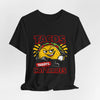 TACOS NOT TARIFFS Tee | taco pun, protest typography by Tristan’s Treehouse