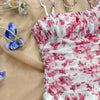 Boho Floral Spaghetti Strap Mini Dress – Ruched Ruffle Hem Vacation Sundress by FitiqueFit
