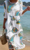 Women's 3D Floral Print Long-Sleeve A-Line Dress – Crew Neck Loose Fit by FitiqueFit