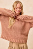 BiBi Chunky Knit Sweater with Flower Detail Sleeves by FitiqueFit