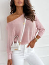 Bow Back Boat Neck Batwing Sleeve Sweater