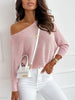 Bow Back Boat Neck Batwing Sleeve Sweater