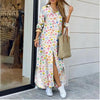 Women's Lapel-Collar Long Shirt Dress – Floral Print Midi Relaxed Fit by FitiqueFit